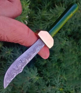 Mini couteau de chef japonais professionnel gaine en cuir forgé à la main en acier damas de haute qualité pour une utilisation en cuisine anniversaire/nouvel an - Product Image 2