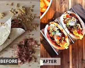 Porte-tacos avec logo personnalisé disponible Lot de 6 supports à tacos en acier inoxydable allant au four et au gril avec poignées Plateaux à tacos - Product Image 6