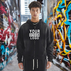 เสื้อฮู้ดดี้ผู้ชาย ผ้าฝ้ายดิสเทรส ทรงบ็อกซี่ หนานุ่ม โอเวอร์ไซส์ สตรีทแวร์ วินเทจ ปักลายตามสั่ง พิมพ์ลาย DTG แบบครอป แอซิดวอช ซิป - Product Image 1