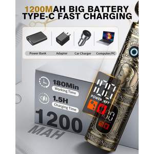 Kit de barbier professionnel sans fil 7-en-1 pour hommes, affichage LED, tondeuse à cheveux à lame en T à écartement zéro, rasoir électrique, alimentation par batterie - Product Image 6