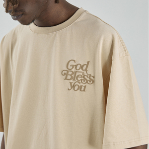 Camisetas de algodón Vintage de gran tamaño para hombre, verano 2022, logotipo personalizado, hombros caídos, estampado 3D Puff, de talla grande, estilo informal, logotipo personalizado - Product Image 4