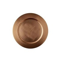 Assiette de présentation moderne marron doré à texture martelée et à bord festonné pour Noël, Diwali, Ramadan, Nouvel An, événements culinaires et décoration - Faite à la main
