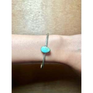 Navajo Handmade Sonoran Gold Turquoise & Sterling Silver Cuff Bracelet Cultural Collectible Jewelry - Product Image 5