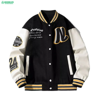 Blouson universitaire en laine personnalisé de haute qualité pour homme, col montant, couleur unie, grande taille, en toile, style urbain, respirant, coupe-vent, fermeture frontale
