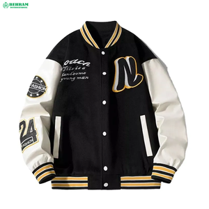 Chaqueta Varsity de Lana Personalizada de Alta Calidad para Hombre, Cuello Alto, Color Sólido, Talla Grande, Lona, Estilo Urbano, Transpirable, Resistente al Viento - Product Image 6