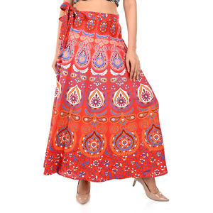 Ethnic Style Cotton Wrap Around Knee Length <b>Skirt</b> - Product Image 2