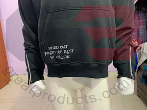 2024 personnalisé conçu en détresse sweat à capuche hommes surdimensionné lourd broderie haute qualité fermeture éclair goutte épaule 3D broderie 6XL hiver - Product Image 3