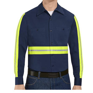 Camisa DE TRABAJO personalizada con botones de alta visibilidad, ropa de trabajo de seguridad reflectante de algodón y poliéster con opción de logotipo - Product Image 2