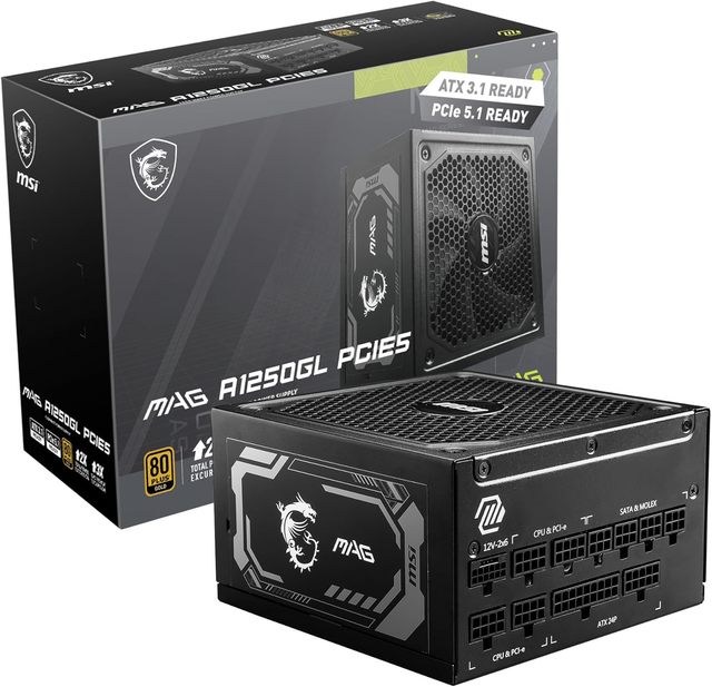 For MAG A1250GL Desktop Fully Modular Compact Gaming 1250W Power Supply 80+ Gold ATX 3.1 PCIe 5.1 Ready Native Dual-Color