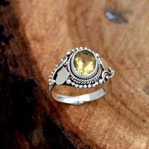 Mejor diseño Natural citrino piedra preciosa cabujón anillo hecho a mano 925 plata esterlina sólida rodio boda joyería 925 Plata estampada - Product Image 2