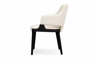 Chaise de salle à manger rembourrée moderne avec pieds en bois - Sièges de banquet de luxe pour restaurants et hôtels, options de tissu et de cuir personnalisés - Product Image 4