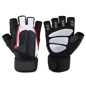 Guantes de gimnasio de poliéster de medio dedo con logotipo personalizado, guantes de entrenamiento físico ajustables ligeros para entrenamiento de levantamiento de pesas - Product Image 1