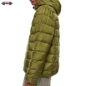 High Quality Casual Custom Men's Puffer Jacket Canvas <b>Stand</b> Collar Front Pocket Breathable Eco-Friendly Denim - Product Image 3