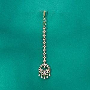 Cz Classic Maang Tikka con Mehndi de dos tonos Mayorista y joyería de la frente del fabricante Chapado en rodio - Product Image 2