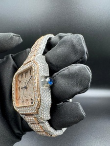 Reloj de Lujo de 41 mm con Diamantes de Moissanita Cuadrados de Acero Inoxidable, Movimiento Mecánico Japonés, Visualización Analógica de Fecha, Estilo Hip Hop Elegante - Product Image 4