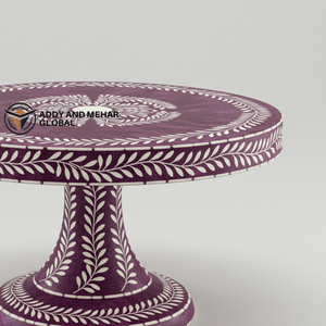 Soporte/Pedestal de Lujo para Tartas con Incrustaciones de Hueso Morado, Hecho a Mano, Ecológico, Artístico y Floral, para un Servicio con Estilo - Product Image 4
