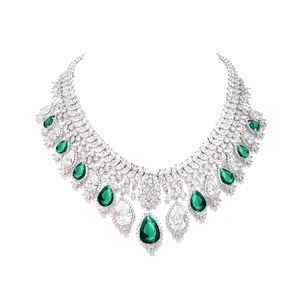 Regalo de cumpleaños clásico para mujer verde CZ collar joyería - Product Image 1