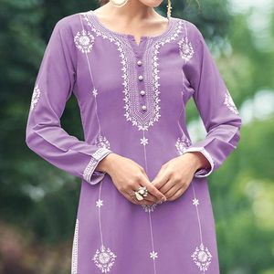 Lucknowi chikan kurtis bureau tenue décontracté fantaisie femmes nouveau Type concepteur fabricant indien qualité supérieure - Product Image 4