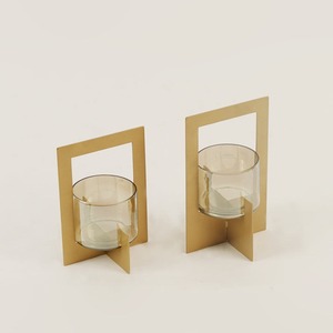 Bougeoir carré en métal noir Pot à bougie en verre de haute qualité Élégant autres bougeoirs lanternes et pour la décoration intérieure - Product Image 2