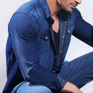 Chemises décontractées pour hommes 2026 en coton, satin et fibre de bambou, tricotées, respirantes, à manches longues, bleues, col rabattu, fourniture OEM, style urbain - Product Image 6