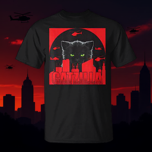 T-shirt Catzilla avec motif de chat japonais, design promotionnel pour les amoureux des chats - Product Image 3