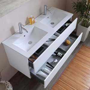 120 cm White Bathroom Cabinet <b>with</b> 2 Drawers and LED <b>Light</b> Double Sink Belize LED Mirror - Product Image 3