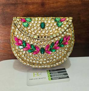 Handmade Feng Shui Rhinestone Crystal Diamond Brass <b>Clutch</b> Purse for Women Evening Wedding with <b>Pearl</b> Clasp Shiny Mosaic - Product Image 3