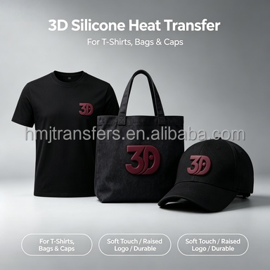 HMJ Sorce Factory Custom 3D Letters Silicone Heat Transfer Design Waterproof Washable Ready Press Rubber Patches