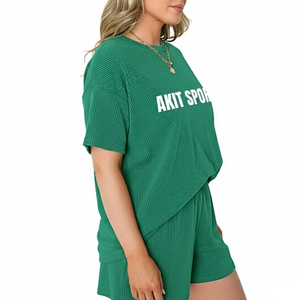 Ensemble short 2 pièces uni pour femme, tenue décontractée d'été, best-seller, 100 % coton, séchage rapide, respirant - Product Image 3