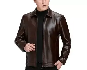 Wholesale Autumn Winter <b>Plus</b> 8XL <b>Size</b> Fashion Men's <b>Leather</b> <b>Jackets</b> Solid Color Zipper <b>Faux</b> <b>Leather</b> - Product Image 5