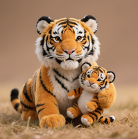 Juguetes de Peluche Personalizados de Animales de Zoológico Realistas, Tigresa Madre y Cachorro, Muñeco de Peluche Suave
