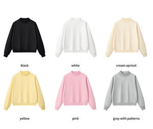 Women Custom Logo Front Long Autumn Winter Solid Loose Casual Sports 100% Cotton <b>Turtleneck</b> Eco-Friendly 360g Sweatshirts - Product Image 6