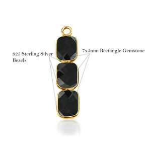 Colgante de piedras preciosas de diseñador de Plata de Ley 925 con rubí, rectángulo, bisel múltiple, fianza única, chapado en oro Vermeil - Product Image 3