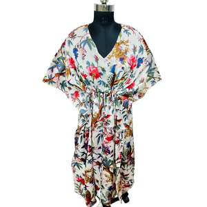 Caftán largo con estampado Jaipuri, diseño elegante, casual y fluido para días festivos y playa, talla única, impresión digital. - Product Image 1