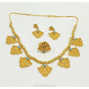 Collection tunisienne arabe Magnifique collier en pierre plaqué or 24 carats 4GM Ensemble de bijoux avec anniversaire de mariage Usine directe - Product Image 3