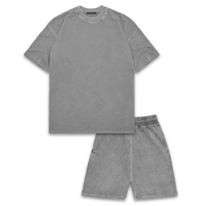Ensembles d'été personnalisés pour hommes : T-shirts et shorts sur mesure, effet délavé vintage, vente en gros OEM - Product Image 1