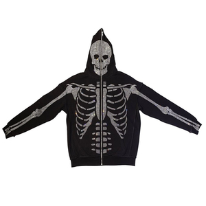 A granel Zip up Hoodie Stock Hombres Mujeres Sudaderas con capucha de calidad superior Rhinestone Full Face Hoodies al por mayor - Product Image 3