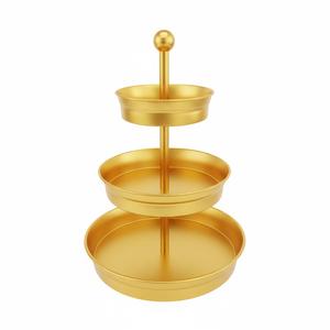 Plateau de service à 3 niveaux de bonne qualité avec finition dorée, support à dessert vintage, décoration pour la maison et le jardin, pour cuisine de style campagnard - Product Image 1