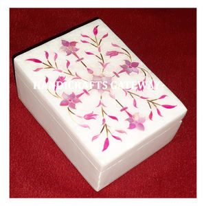 Beautiful Handmade Natural White Marble Pink Mother Of Pearl Inlay <b>Jewellery</b> <b>Box</b> Rectangle Shape Used <b>Necklace</b> Packing And Gift - Product Image 1