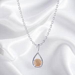 Collar con colgante de piedra lunar de melocotón facetado en forma de pera con cadena de Plata de Ley de 18 pulgadas joyería de moda al por mayor - Product Image 1