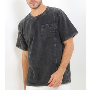 T-shirt à manches courtes pour homme, coupe classique, 100% coton, col rond, lavage à l'acide, respirant, anti-froissement, motif uni, usage quotidien - Product Image 6