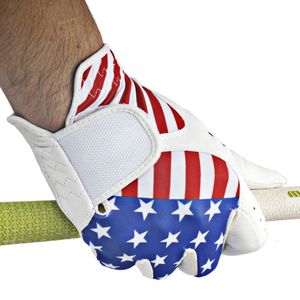 Guante de Golf de cuero de alta calidad con estampado americano para hombres y mujeres, guantes duraderos de práctica de torneo de cuero de piel de oveja ajustables - Product Image 4