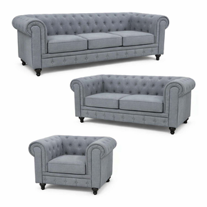 Set <span class=keywords><strong>Sofa</strong></span> kulit Chesterfield hitam klasik untuk Hotel, kantor dan Lounge | 1 2 3 dudukan <span class=keywords><strong>Sofa</strong></span> kulit PU berumbai dengan kaki kayu - Product Image 4