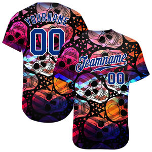 Auténtica camiseta de béisbol con calaveras de Halloween, ropa deportiva Unisex, el más nuevo patrón 3D, tamaño personalizado, sublimación de poliéster, liso - Product Image 5