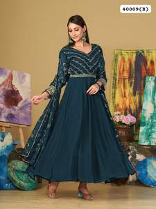 Vestido Anarkali de trabajo de secuencia de bordado de Georgette de imitación de diseñador más reciente de Fab Zone - Product Image 5