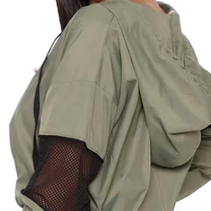 Ensemble coupe-vent élégant à manches courtes pour femmes respirant High Street Wear Nylon toile col montant fermeture à glissière printemps saison - Product Image 3