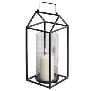 <b>Set</b> <b>of</b> 2 Hot Selling Iron and <b>Glass</b> Outdoor Wedding Lantern Matt Black Colour Classic Design Candle Lantern for Home Decoration - Product Image 3