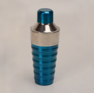 Premium Stainless Steel <b>Cocktail</b> <b>Shaker</b> with Ribbed Blue Metallic Grip Leak Proof Design - Product Image 1