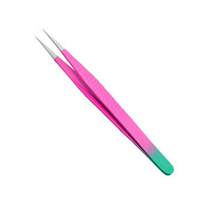 Pink <b>Paper</b> Coated Handle Eyelash Tweezers Pointed Tip Metal Steel Pedicure Eye Lash Tweezers For Women's And Men's - Product Image 1