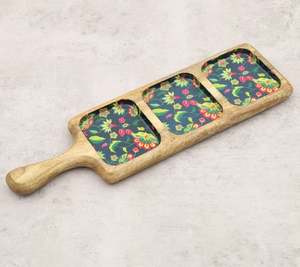 Meilleure vente Plateau à compartiments en bois de manguier pour servir les noix, les dattes et les desserts Émail imprimé pour le Ramadan - Product Image 1